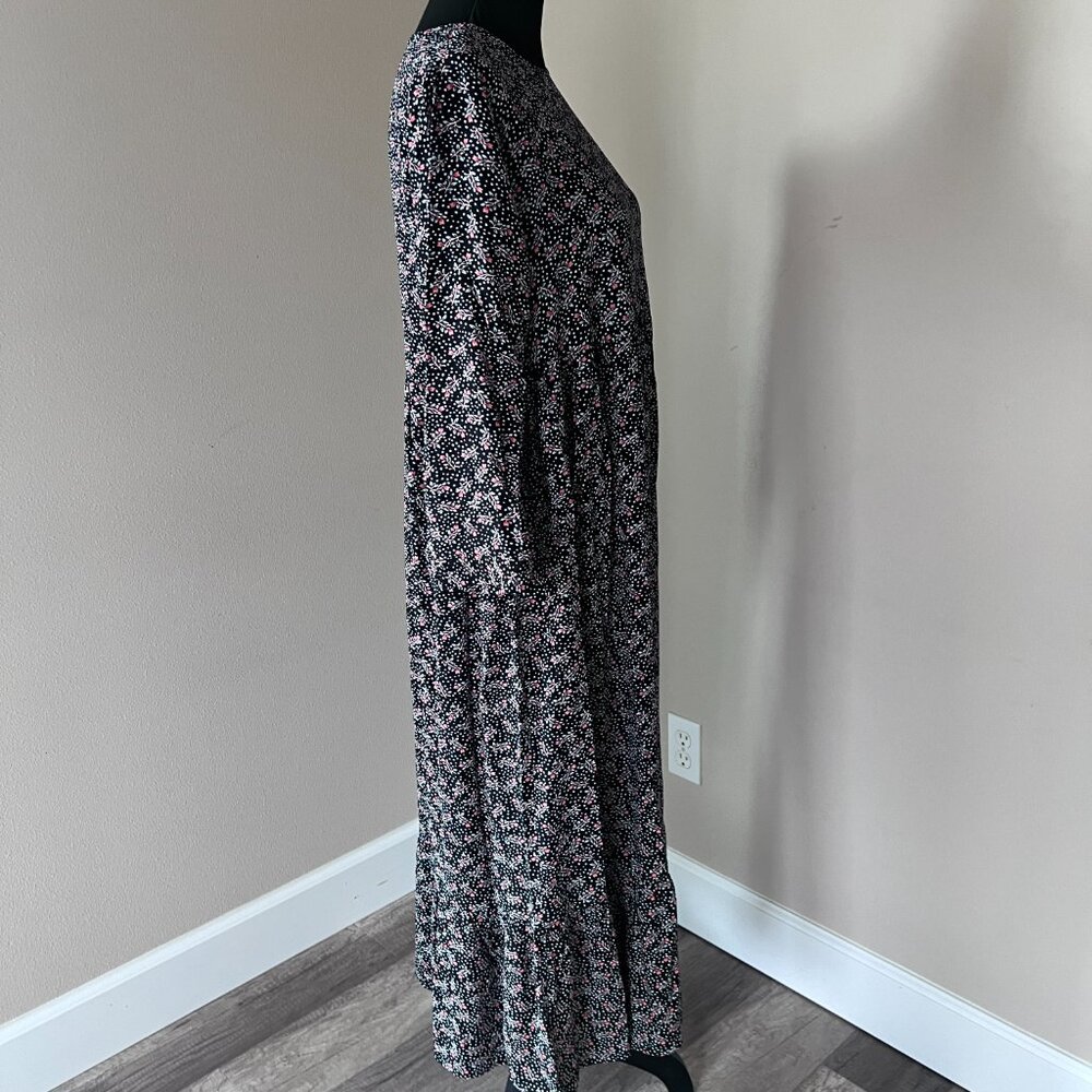 Ann Taylor LOFT Women's Long Sleeve Floral Midi Dress - Size S - Black Floral - Picture 2 of 9